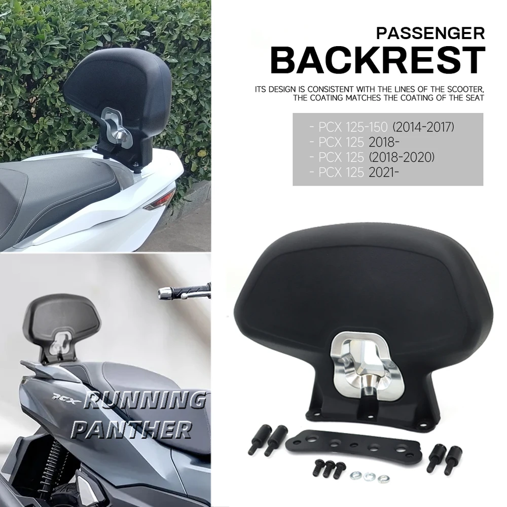 

NEW PCX 125 150 Motorcycle Black Rear Passenger Seat Backrest Cushion Back Rest Pad FOR HONDA PCX125 2014-2020 PCX150 2014-2018