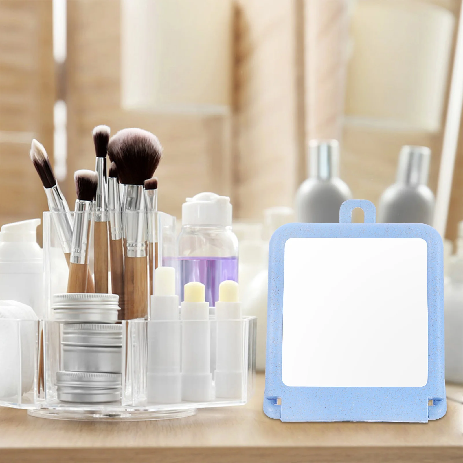 

Tabletop Mirror with Stand Clear Reflection for Makeup Shaving Daily Grooming Fits Desk Vanity Counter Dorm Space