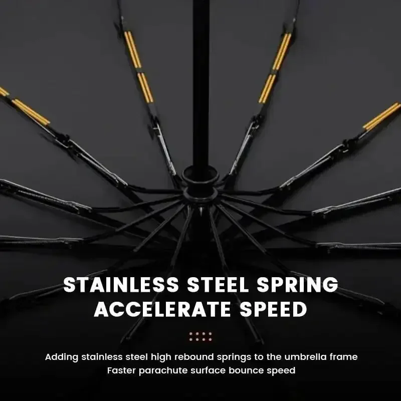 1PC Automatic Black Glue Folding Rain Umbrella Reinforcement And Thickening For Sun And Rain Protection Umbrella image 5