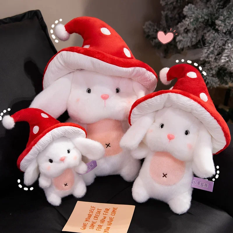 الكرتون الفطر الأرنب بلوشيز لينة جدا محبوب الأبيض أرنب ألعاب من نسيج مخملي محشوة الحيوان لينة مهدئا النوم دمية الهدايا فتاة