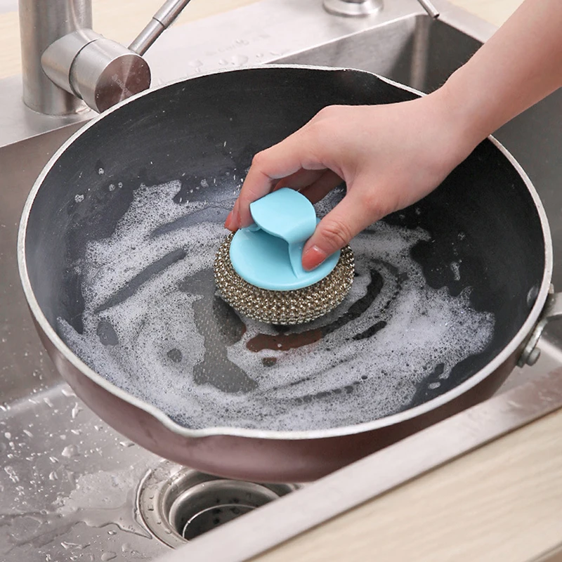 Washing Sponge Cleaning Brush Dish Strong Stainless Steel  Bowl  Kitchen Pot Pan Window Cleaner Tools Kitchen Clean Brush