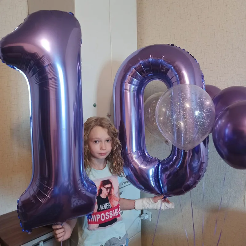 Globos de cumpleaños para niño y niña, globo con número morado de 32 pulgadas, decoración para fiesta de cumpleaños, aniversario de 9/1/3 años