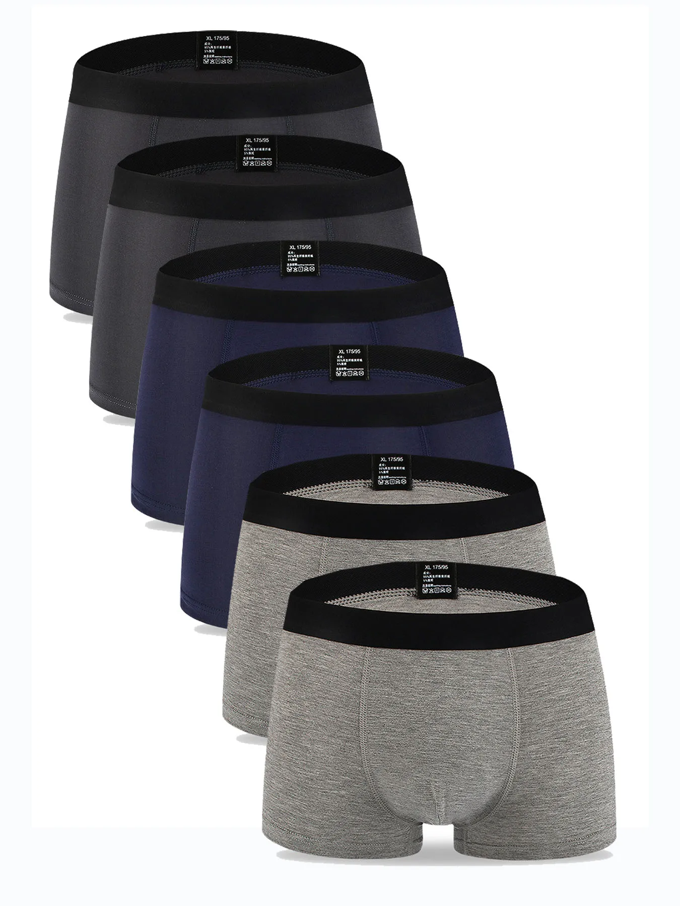 6PCS men's underwear comfortable breathable three-color combination to meet the daily wash convenient pure color underwear