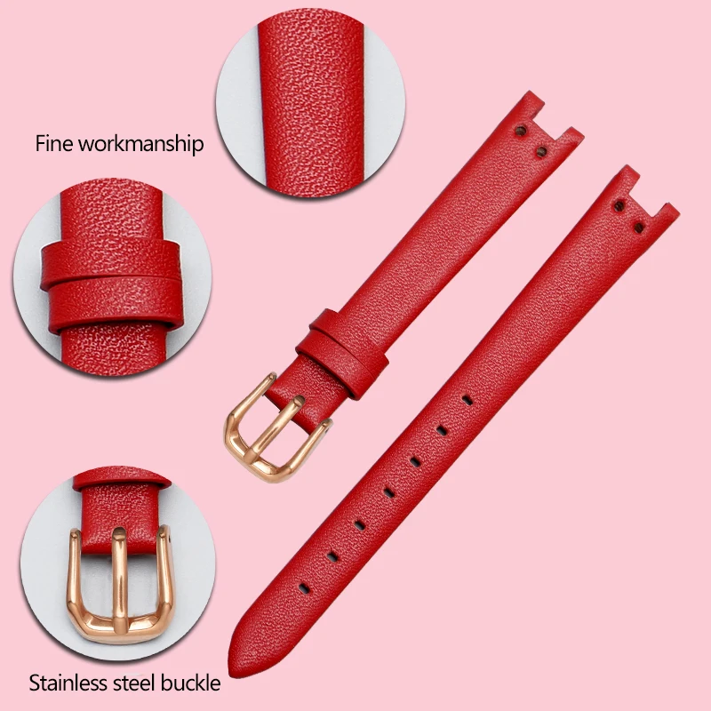 Genuine Leather Strap for Anne Klein Watchband Notch AK Watch Band AK1950 AK9442 AK9918 AK9168 Small Dial Retro Bracelet 12mm