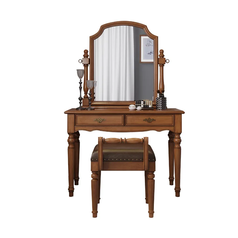 

American dressing table, rural retro dressing table, solid wood, simple, small bedroom.