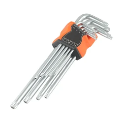 9Pc Screwdriver Hex Key Torx Wrench Screwdriver Bit L Type Double-End Star Spanner Key T10 T15 T20 T25 T27 T40 T45 T50 Hand Tool