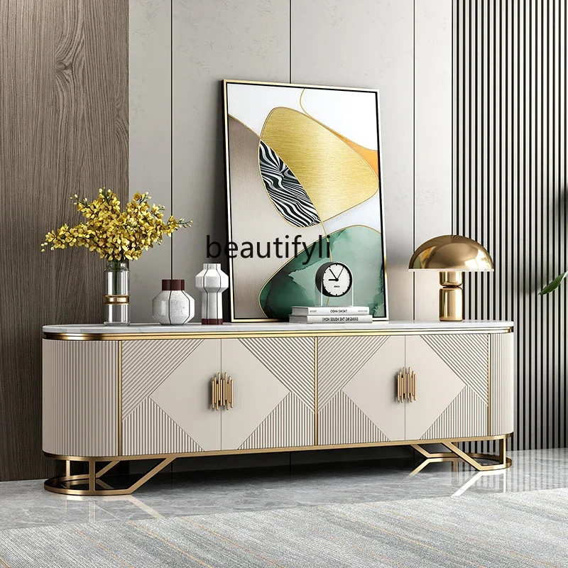 

K18 Light luxury TV cabinet coffee table combination American living room video cabinet modern small apartment home floor cabine