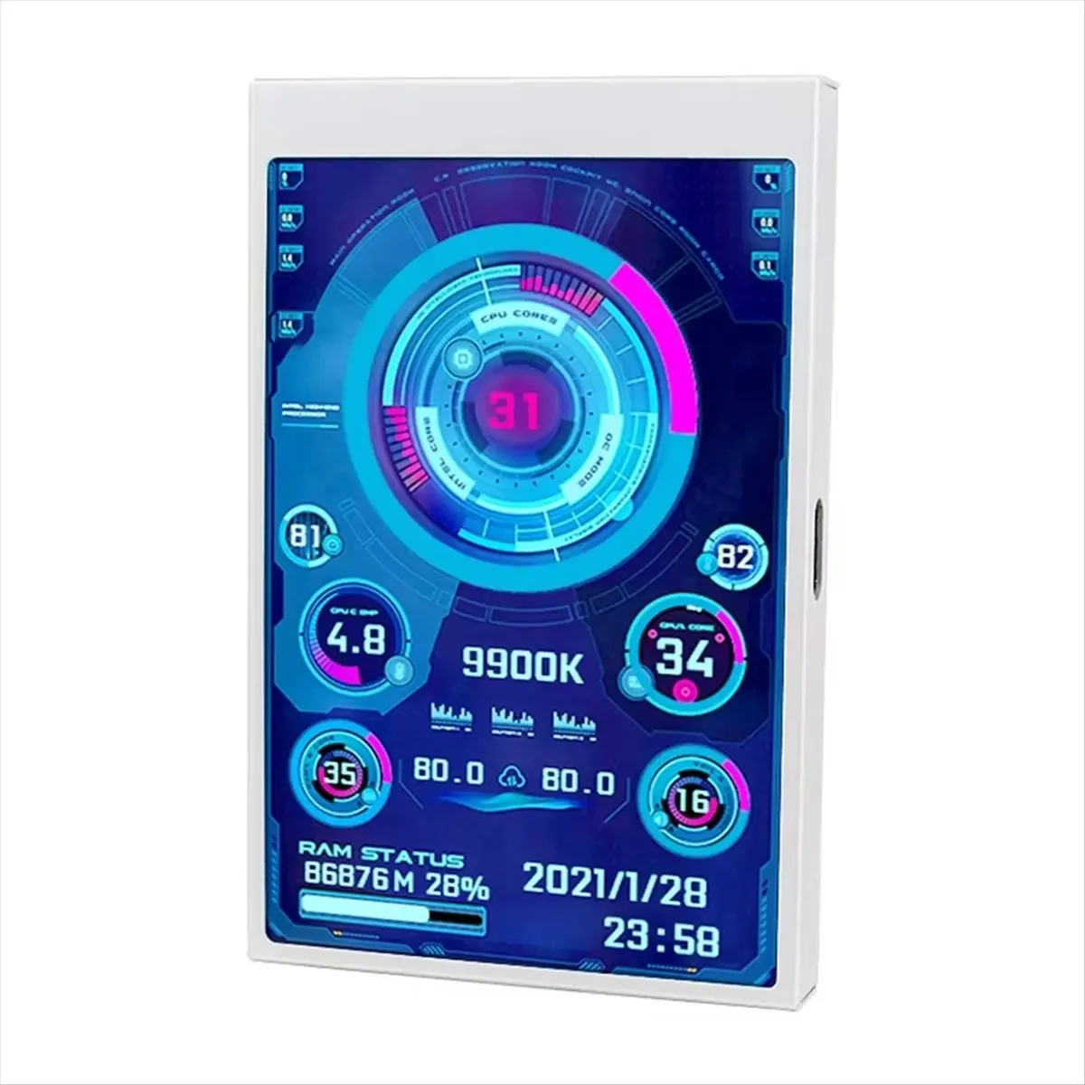 A003 3.5 Inch IPS Type C Secondary Screen for Computer GPU CPU RAM HDD Display 320x480 USB LCD Monitor Freely