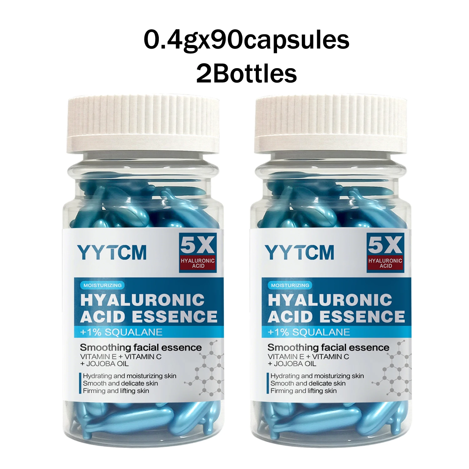 Hyaluronzuur diep hydraterende capsule-essentie, diep hydraterende en verhelderende huidessentie (0,4 g x 30 capsules)/zak -1 zak