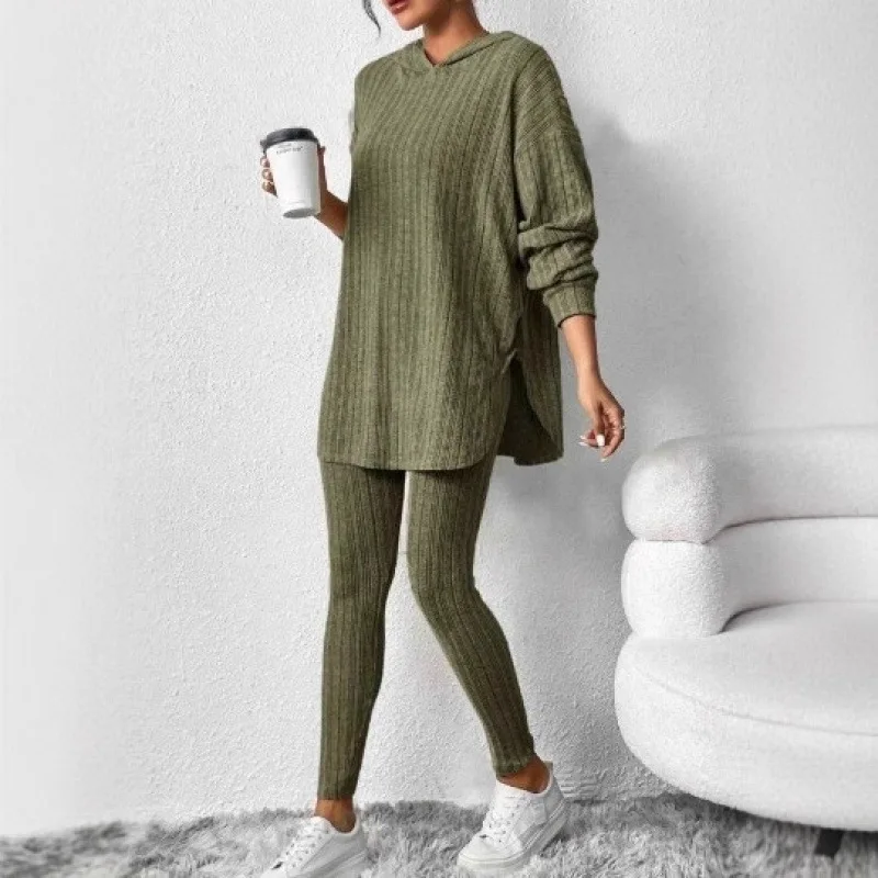 Damen Winter Pyjama Set mit Kapuze, Schlafanzug für Frauen, Bidol Nachtwäsche für Damen – Detail 5