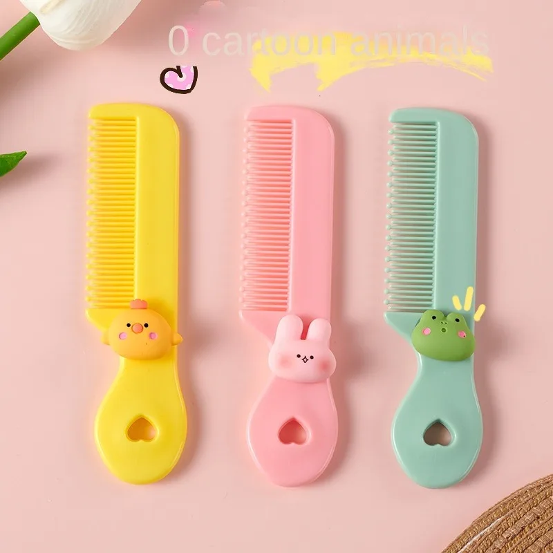 1pcs Cute and Safe Mini Cartoon Plastic Hair Brush - Portable and Convenient Small Hair Comb in Candy Colors