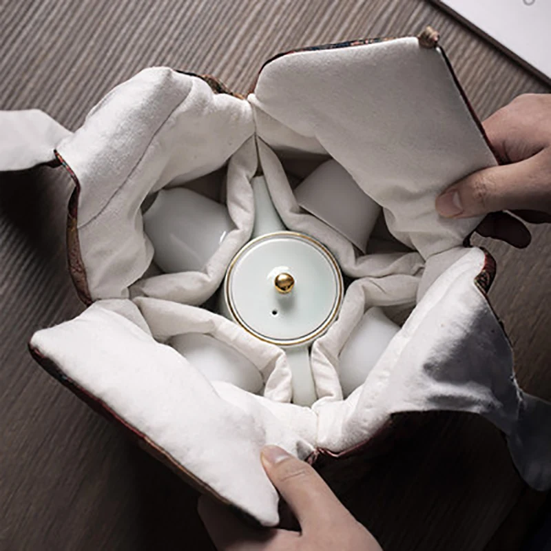 

Multifunctional Outdoor Travel Teaware Storage Bag Pouch Portable One Pot 4 Cup Teapot Teacup Package Cloth Bag Tea Set Cozies