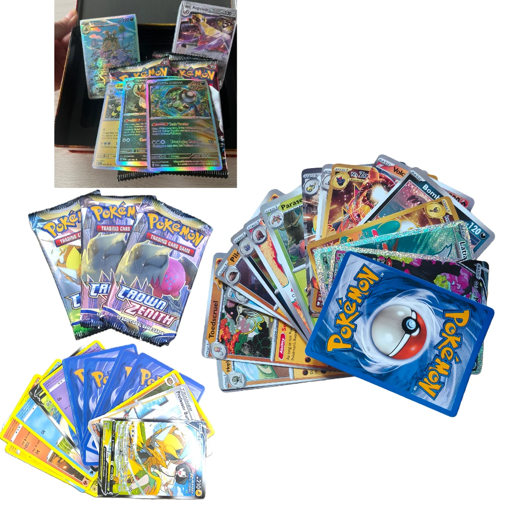Pokemon 41/42/48/118 Uds. Caja de Metal de hierro en caja, juguete de batalla, caja de Pokemons de origen perdido con juego de Pikachu, tarjetas bancarias de Anime para niños
