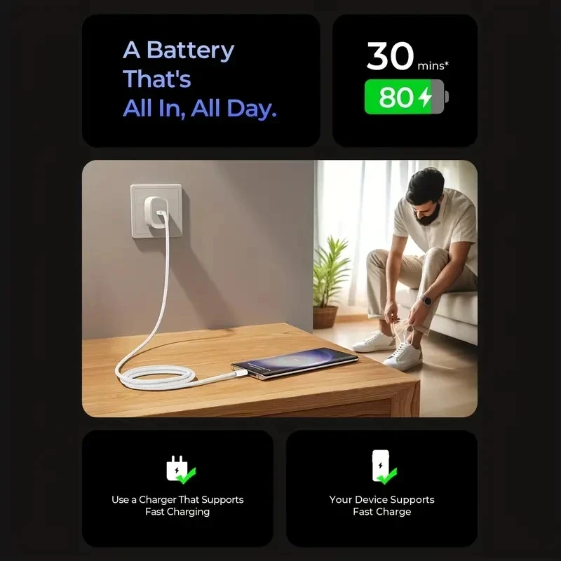 PD Fast Charging For Samsung S24 S23 Xiaomi 15 14 Huawei USB C TO USB Type C Cable For iPhone 15 16 Pro Max Quick Fast Charger