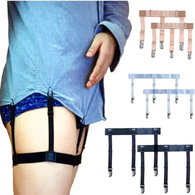 

1 Pair Elastic Mens Shirt Stays Striped Suspenders Straps Anti-skid Belt Garters Nylon Adjustable Shirt Holders For Male