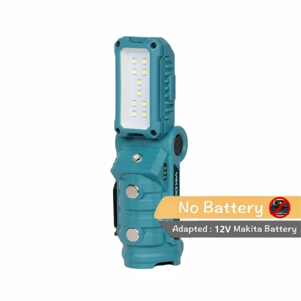 Lithium Work Light Maintenance Light with Hook, Magnetic Suction, Rotating and Folding Compatible with 12V Makita Battery