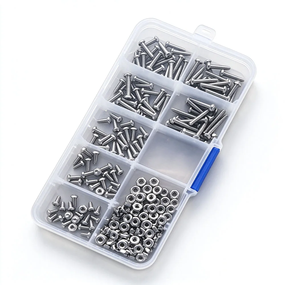 M2 M3 M4 M5 M6 304 Stainless Steel Hex Socket Allen Screw Nut Kit Round Button Head Hexagonal Bolts Nuts Set Metric Threaded