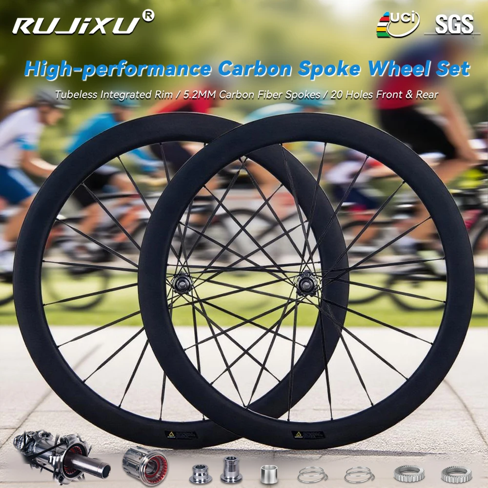 

Ultra-light 1100g 700C 60T ratchet Carbon Spoke Road Bike Wheelset Ceramic Bearings Wheel Road Bike Cycling Disc Rim Aero Part
