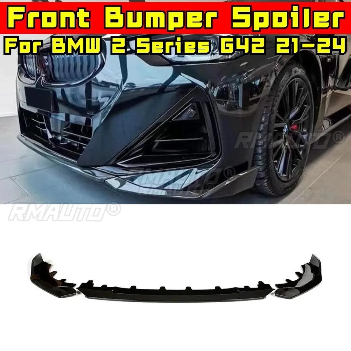 

Car Front Bumper Spoiler Lip Diffuser Modification Part For BMW 2 Series 2-Door G42 2021-2024 Bumper Guard Protector MP Style