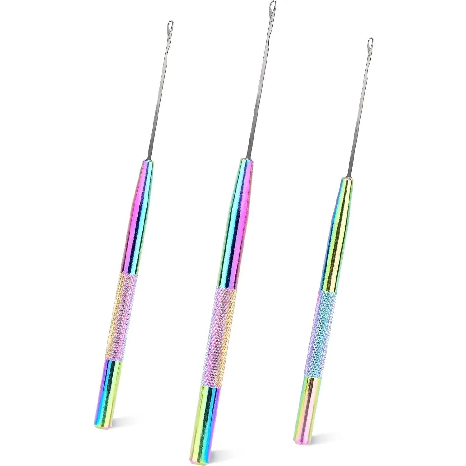 

Stainless Steel Hair Extension Loop Needle Pulling Hook, 3 Pcs Micro Needle Threader Wire Pulling Loop Hook Tools for Silicone MicroLink Beads Rings and Feathers Extensions