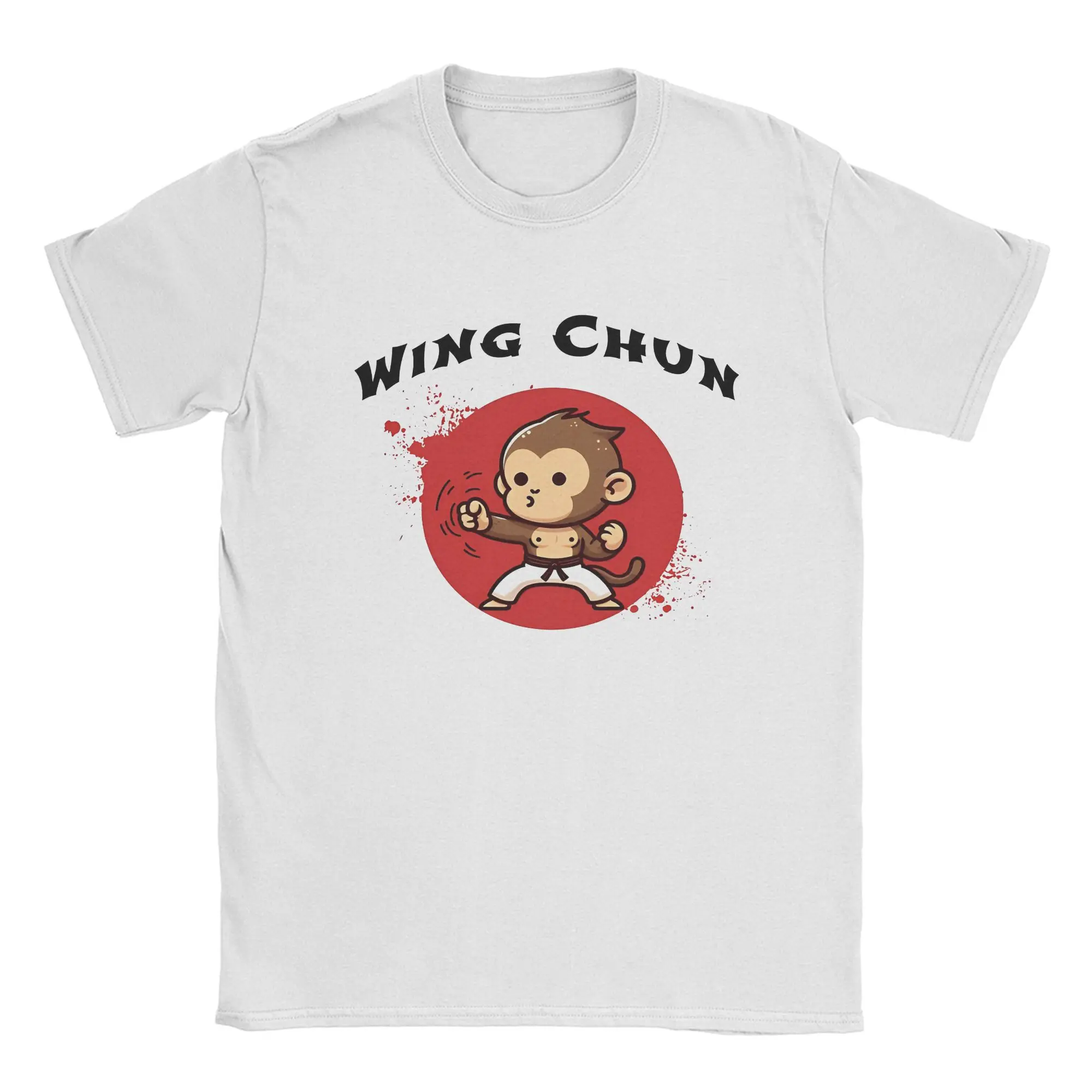 Men's T-Shirts Wing Chun Monkey Creative 100% Cotton Tee Shirt Short Sleeve Chinese Kung Fu T Shirts Round Neck Clothes Plus Siz