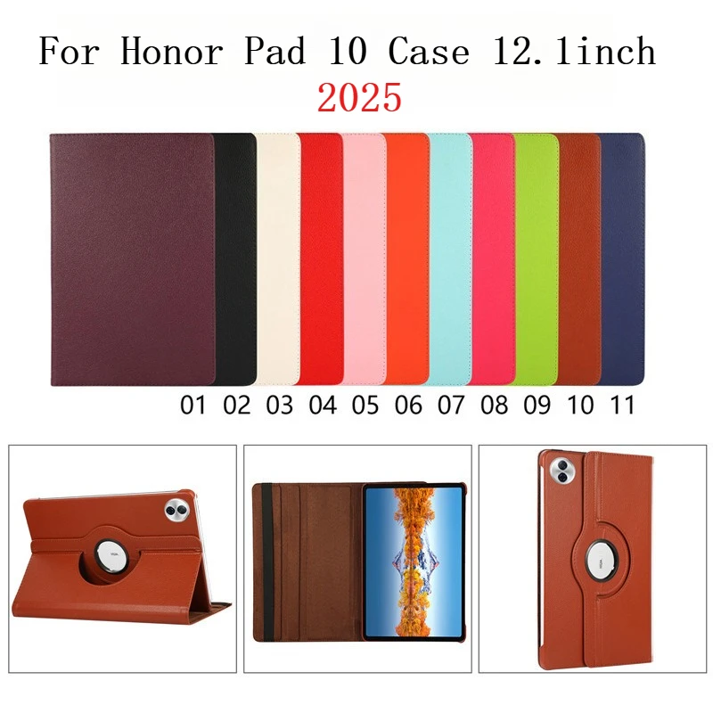 

For Honor Pad 10 Case 12.1inch 360 Rotating PU Leather Stand Cover Coque For Honor Pad 10 2025 Tablets Cover Funda HEY3-W00/W10
