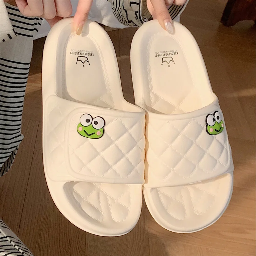 Cute Sanrio Soft-Soled Slippers Cartoon Keroppi Kuromi Cinnamoroll Home Indoor Eva Trampling Female Summer Sandals And Slippers