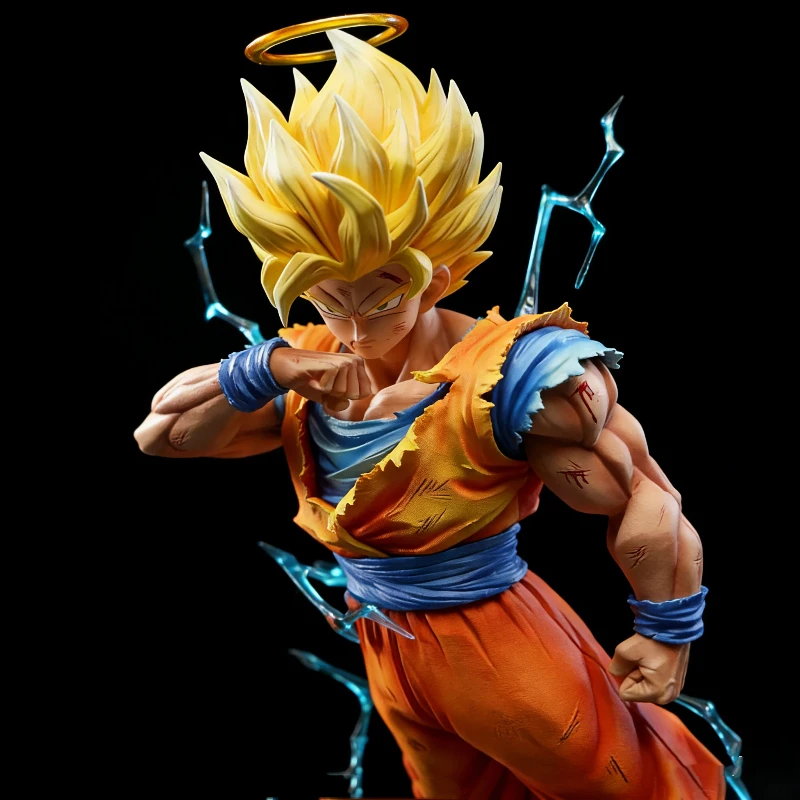 Dragon Ball 30cm Super Saiyan 2 Son Goku versión Premium figura de acción iluminada modelo de Anime juguete con Base adorno para el hogar regalo para niño