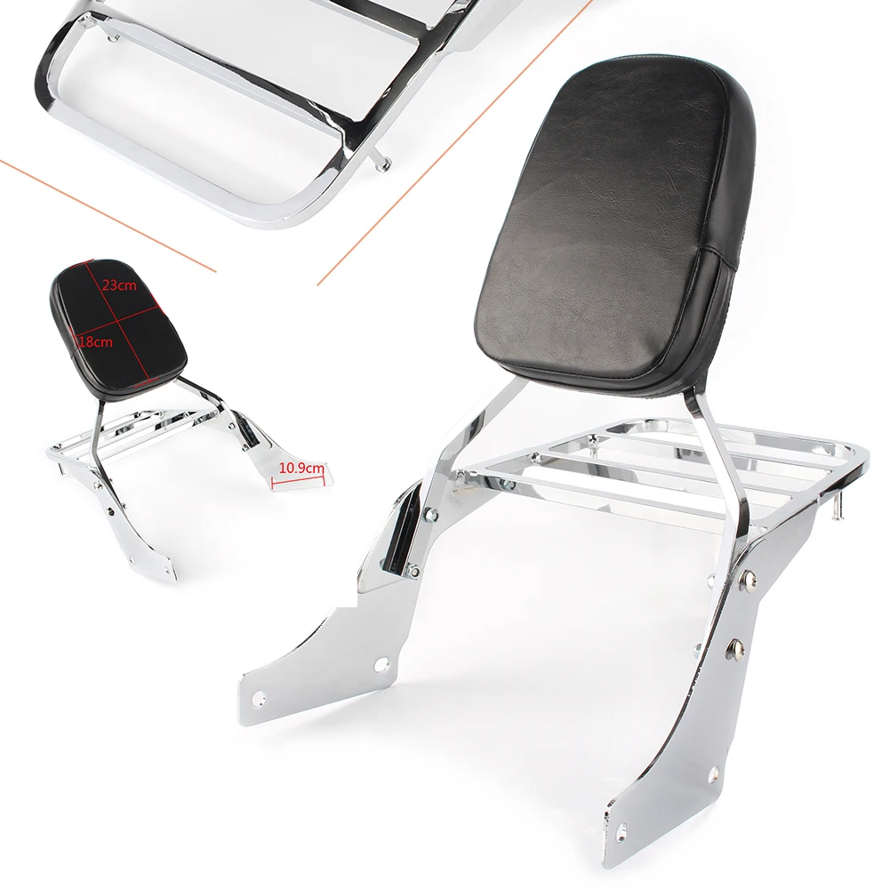 

Motorcycle Chrome Backrest Sissy Bar Back Rest w/ Luggage Rack Pad For Honda Shadow Sabre 1100 Ace VT1100 All Years