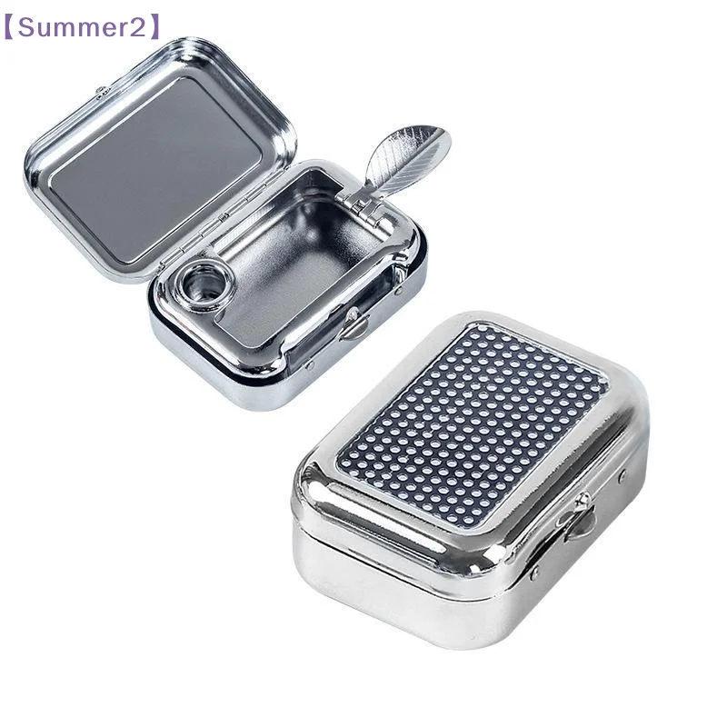 Stainless Steel Portable Ashtray With Sealed Flip Lid Pocket Size Ash Storage Cigarette Rest For Outdoor Camping Driving Travel