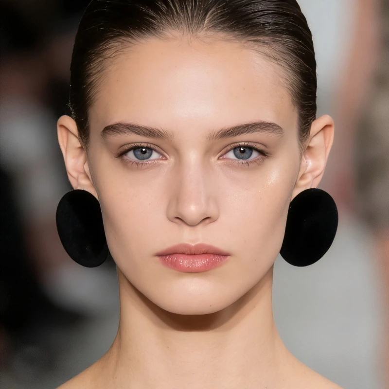 Fashion Europe Designer Velvet Black Circular Large Ear Clip Luxury Earring Women Jewelry Trend