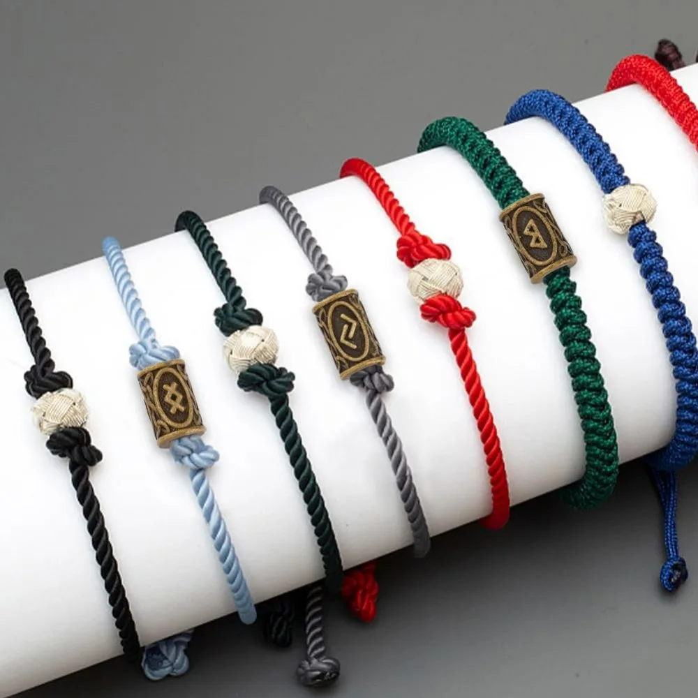 24Pcs Rune Beads Alloy Column Spacer Antique Bronze Elder Futhark Letter Loose Tube Beads Style Viking Hair - view 4