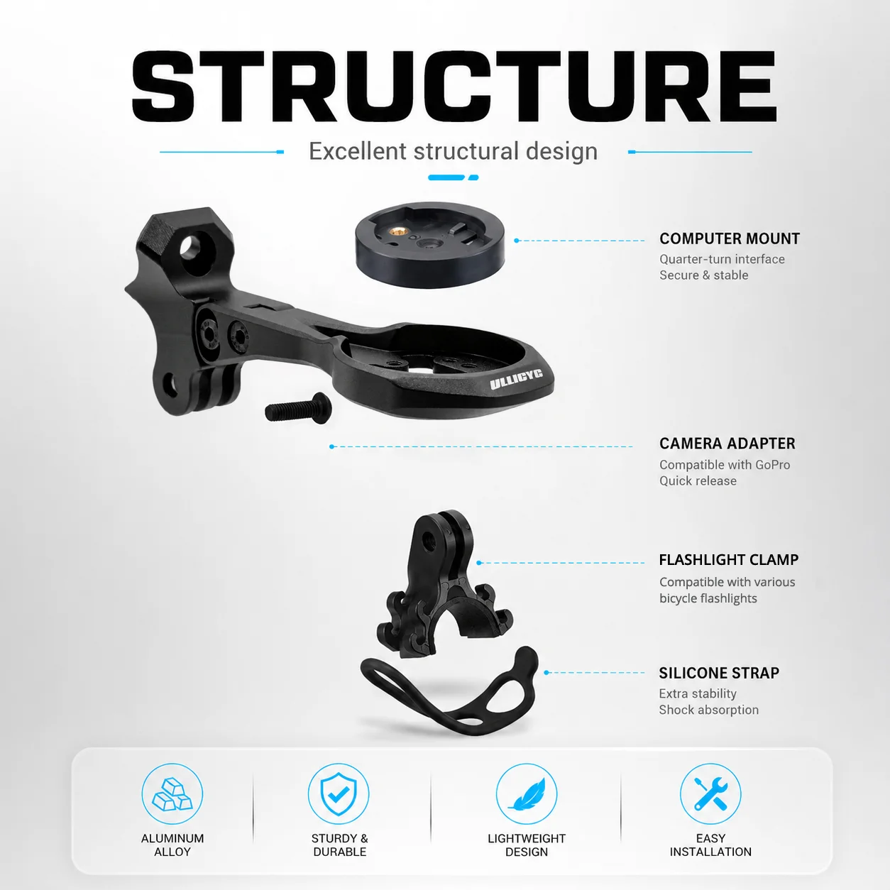 ULLICYC Für SL8 Rapide Integrierte Lenkercomputerhalterung Kompatibel mit Gopro/GPS/Garmin/Bryton/Wahoo Aluminiumlegierung – Detail 12