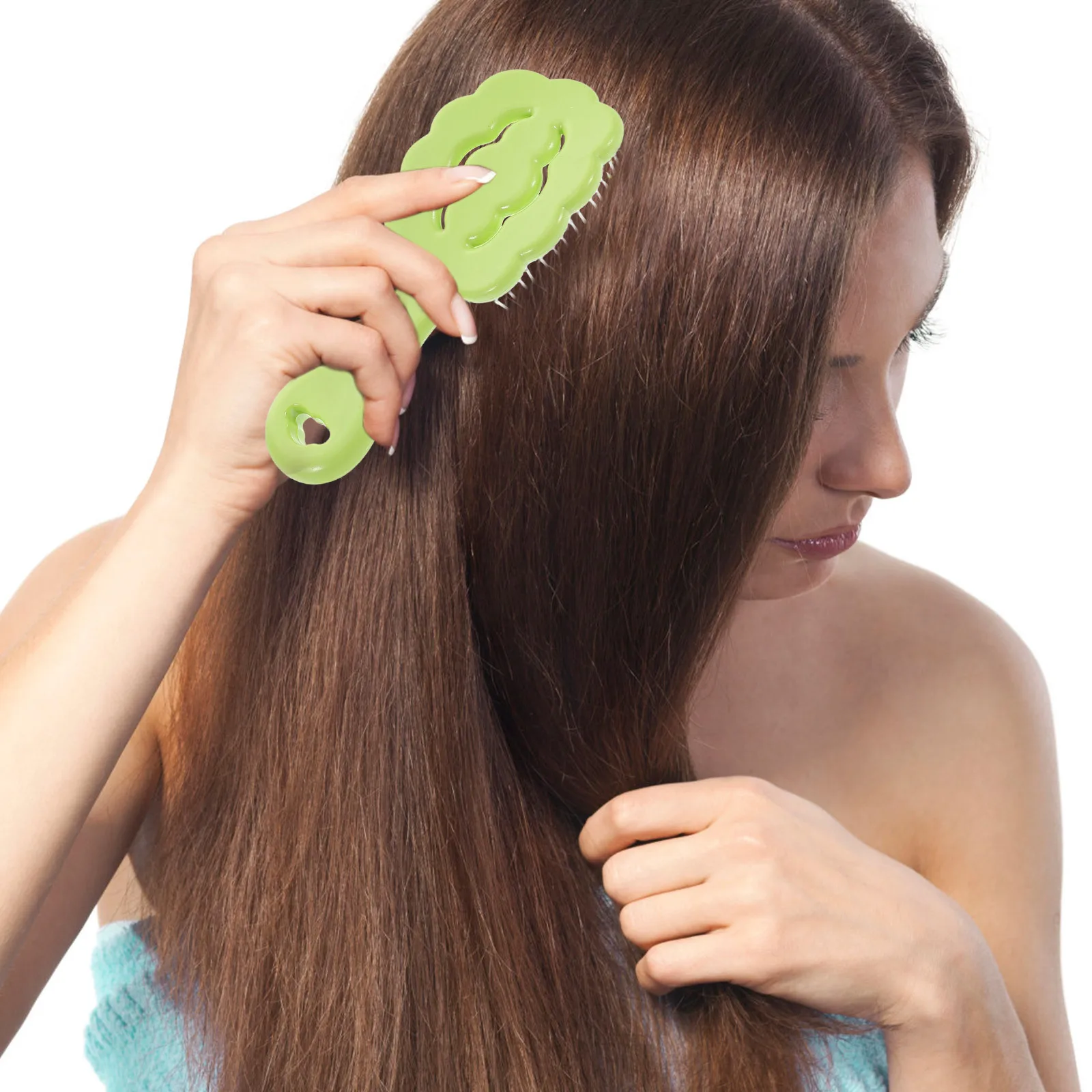 سحابة وفك تشابك الشعر فرشاة الكرتون الاطفال Detangler غير مؤلم أداة تدليك فروة الرأس الضوء الأخضر للسفر سميكة مجعد الرطب الجاف