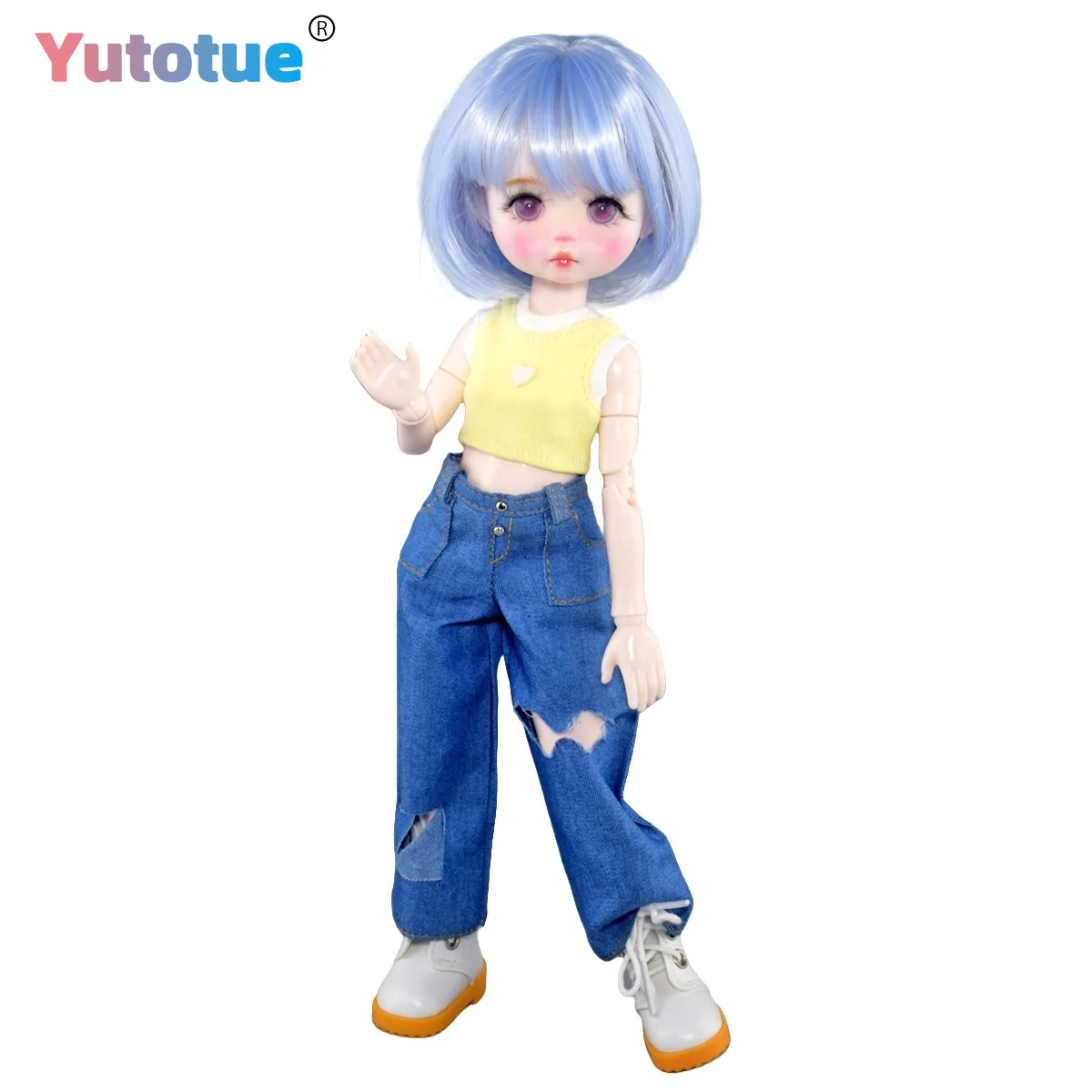 

YUTOTUE 30cm Height Girl Doll Toy Handpainted Makeup Removable Short Hair Fashion Clothes Full Set