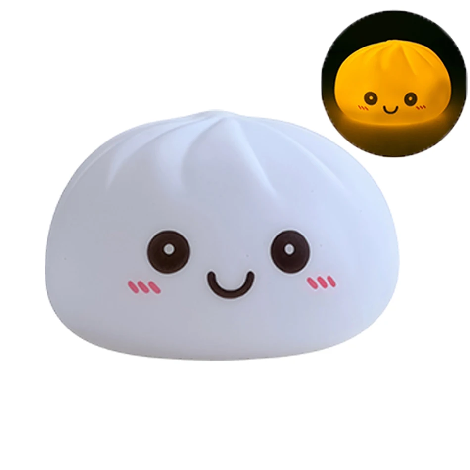 New dumpling squishy LED Night Light Living Room Cute Plastic Lamp Bedside Decor Creative  Night Light Birthday Gift Decoration