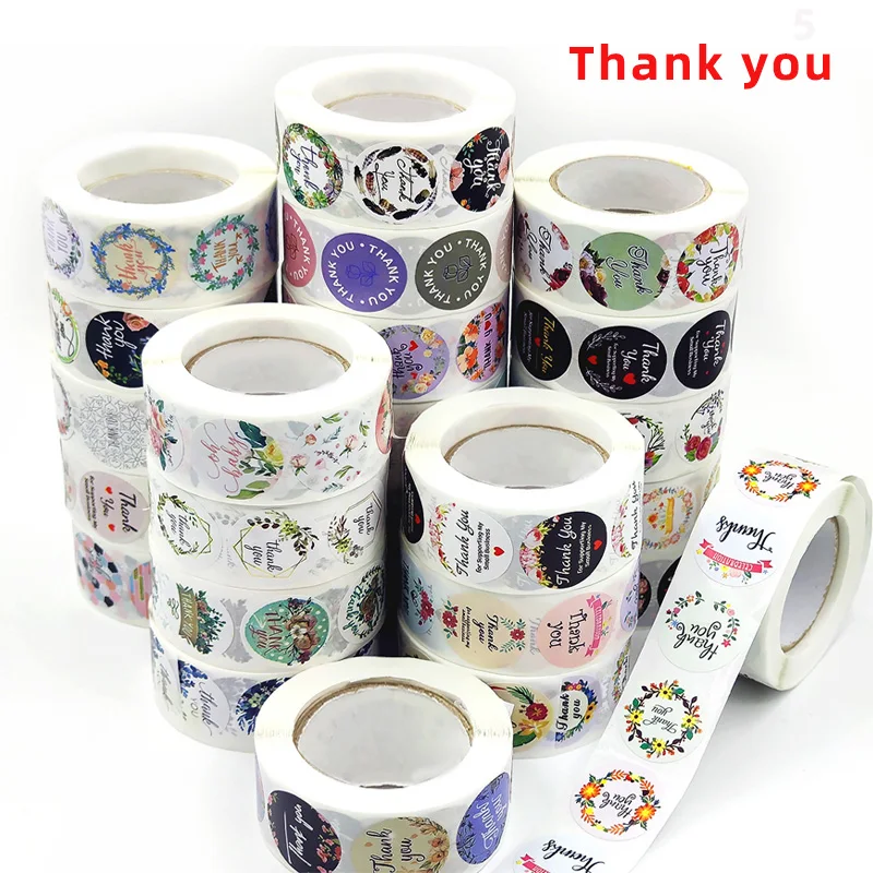 500pcs/Roll Thank You Stickers Gift Seal Labels DIY Handmade Stationery Scrapbooking Sticker Wedding Party Festival Decorations