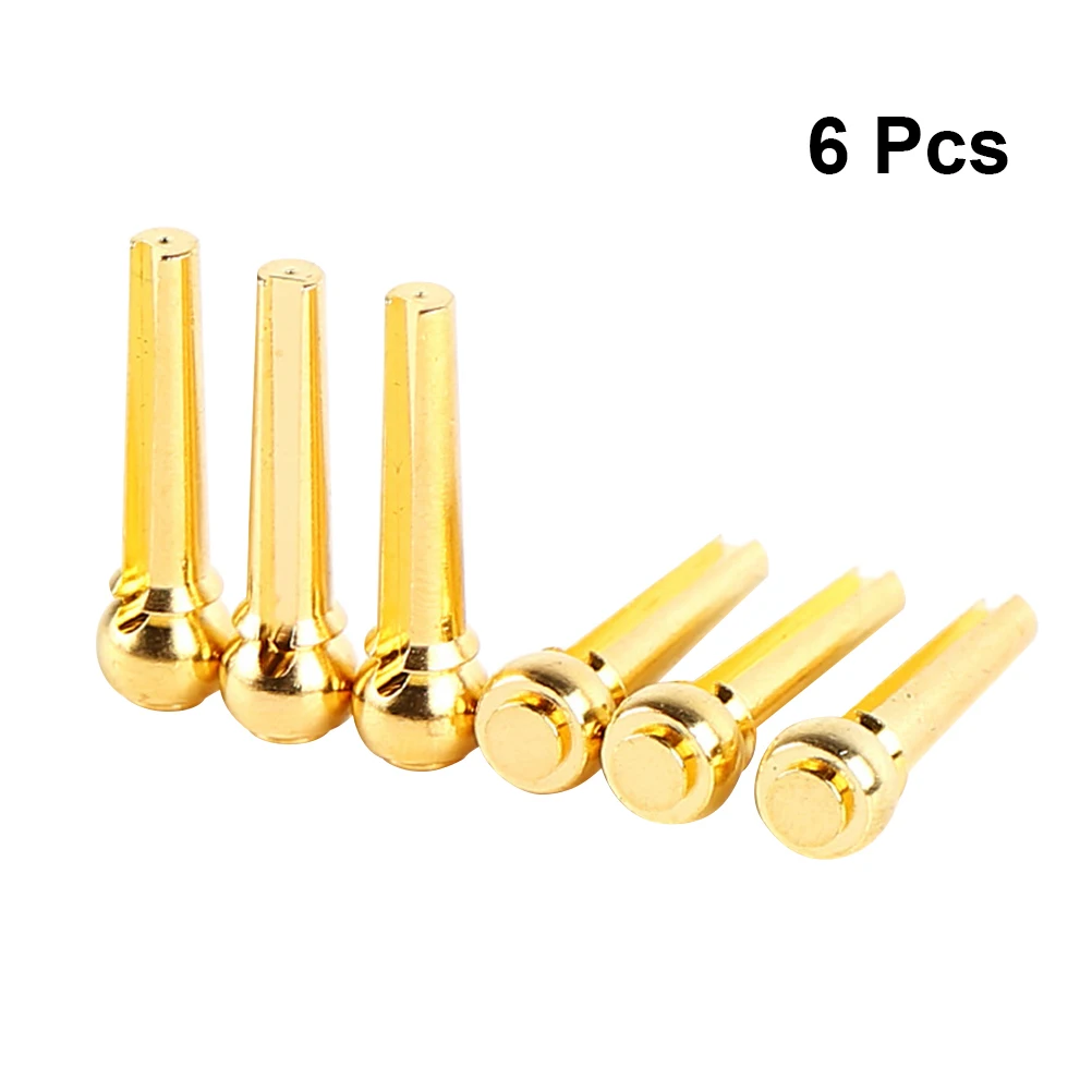 

6 Pcs Guitar String Nails Bridge Pin Metal Pins Golden Brass Guitars Replacement