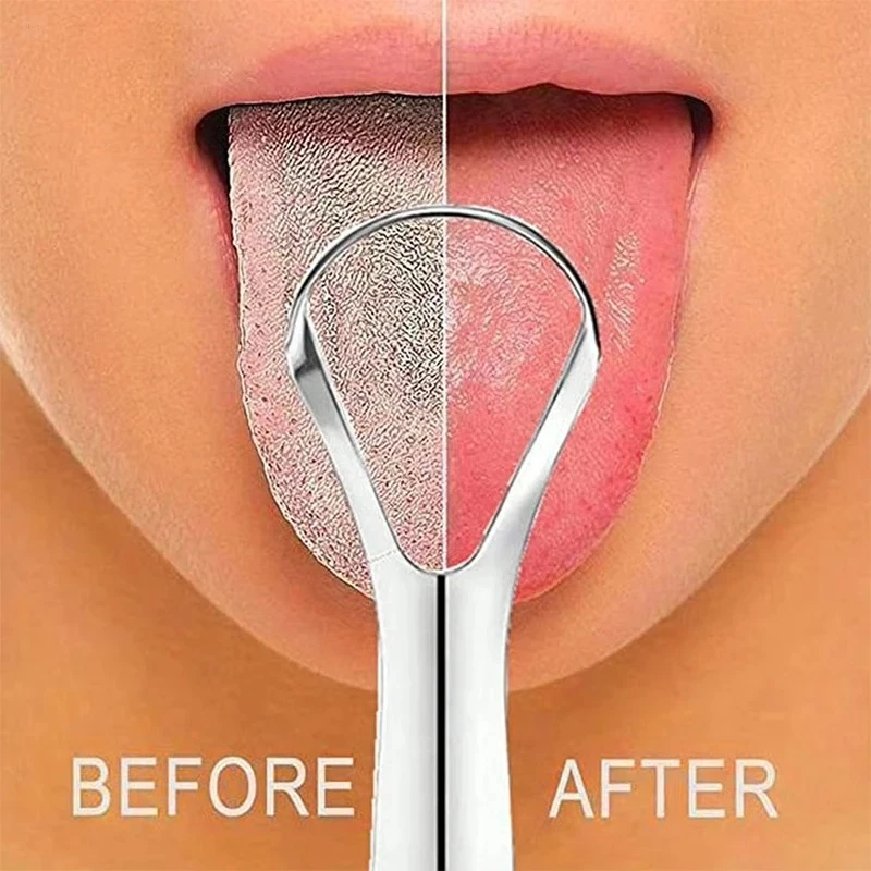 Portable Single‑Layer Stainless Steel Tongue Scraper, Reusable Oral Tongue Cleaner for Tongue Coating Removal and Fresh Breath