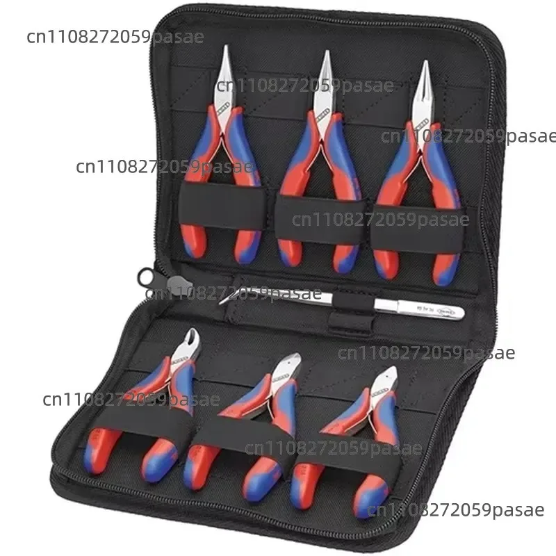 Juego de 7 Pinzas Electrónicas KNIPEX, Incluye 6 Pinzas de Precisión y 1 Pinza de Punta Fina, Alta Calidad para Productos KNIPEX