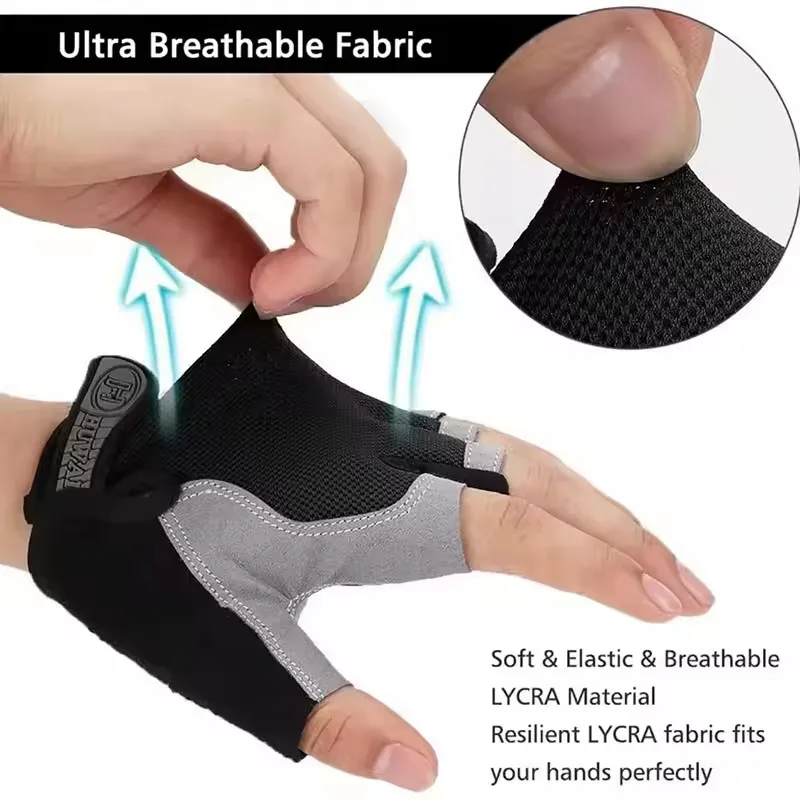 Summer Fitness Half Finger Gloves for Men and Women Upgraded Palm Anti Slip Shock Absorbent Breathable Outdoor Cycling Gloves