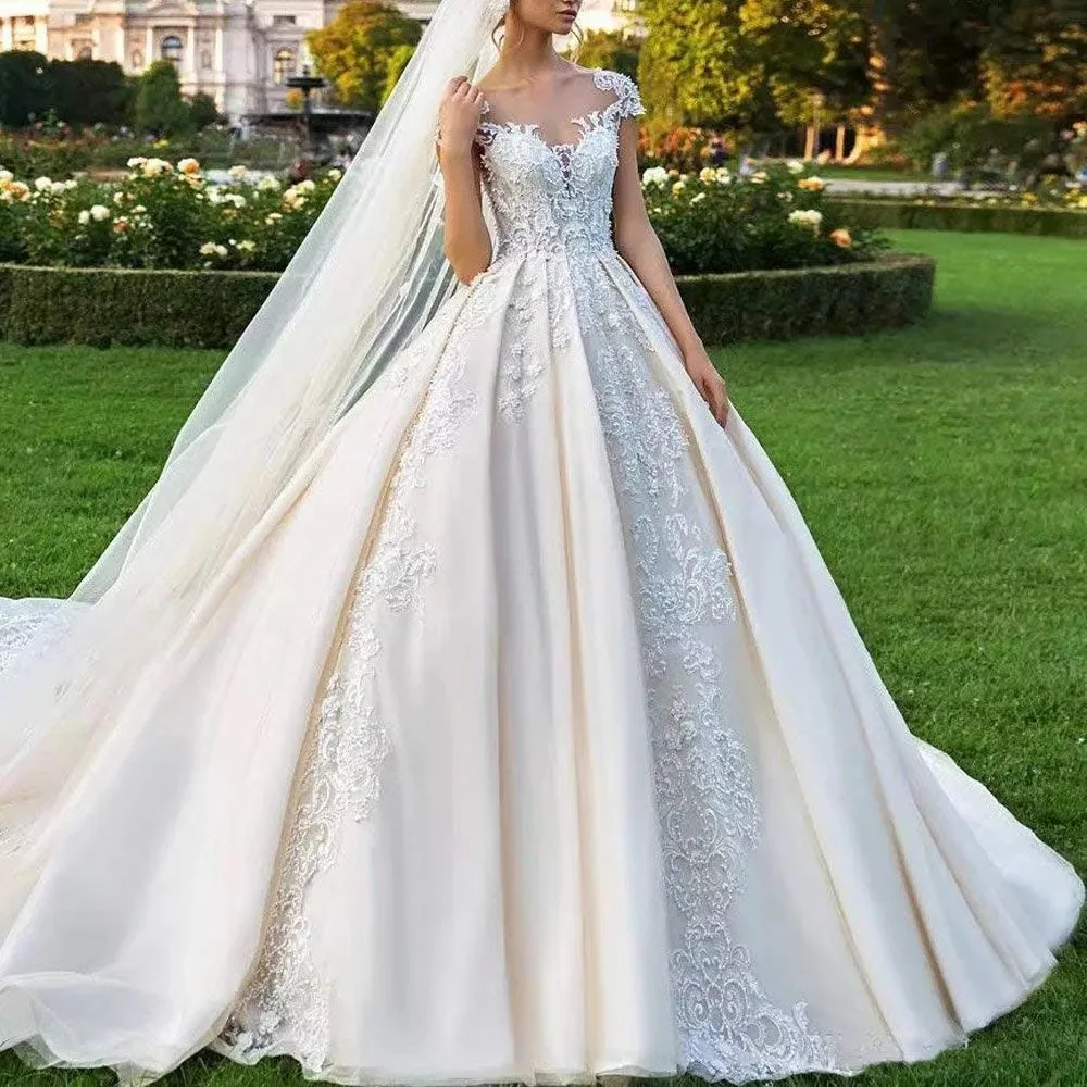 Customized Wedding Dresses For Women Ball Gown Beading Lace Shimmering Beadied Appliques Wedding Gown Vestidos De Novia