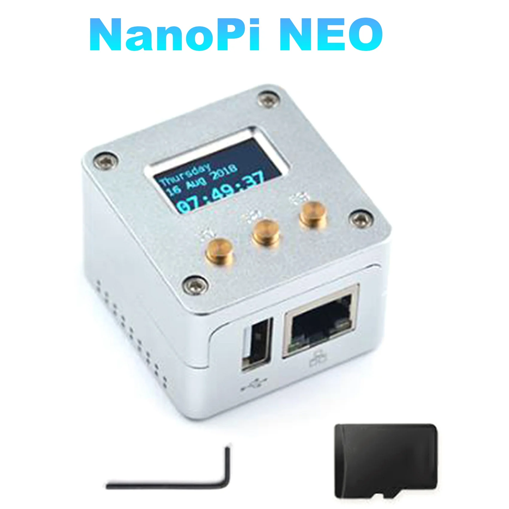 شاشة A40I NanoPi OLED + مجموعة حافظة معدنية مفتوحة المصدر H3 لوحة تطوير 512 ميجابايت DDR3 RAM Openwrt Armbian
