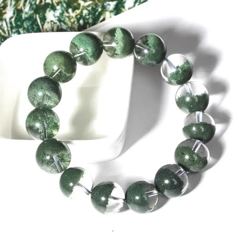 

Brazil Natural Green Ghost Crystal Women's Multi-Layer Mountain Transparent Cornucopia Bracelet