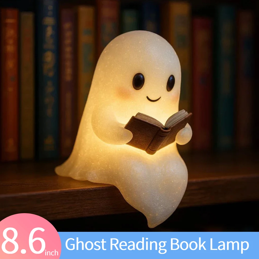 โคมไฟอ่านหนังสือรูปผี 1/2 ชิ้น ไฟกลางคืนรูปผีสำหรับฮาโลวีน ไฟอ่านหนังสือรูปผีสำหรับกลางคืน ของตกแต่งฮาโลวีนสำหรับห้องนอน ห้องทำงาน ของขวัญ