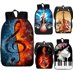 Música nota mochila guitarra/Piano mochila hombres y mujeres mochila niños bolsas para la escuela adolescente niñas libro bolsa de regalo