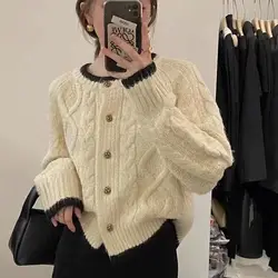 Deeptown Korean Style Pink Sweater Women Autumn Long Sleeve Knit Cardigan Old Money Vintage Loose Knitwear Female Aesthetic