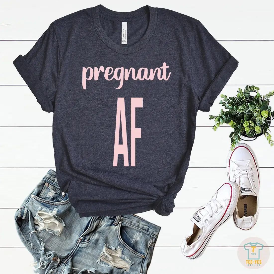 Pregnant Af T Shirt For Women Maternity Funny Pregnancy Announcement Mom Preggers Top