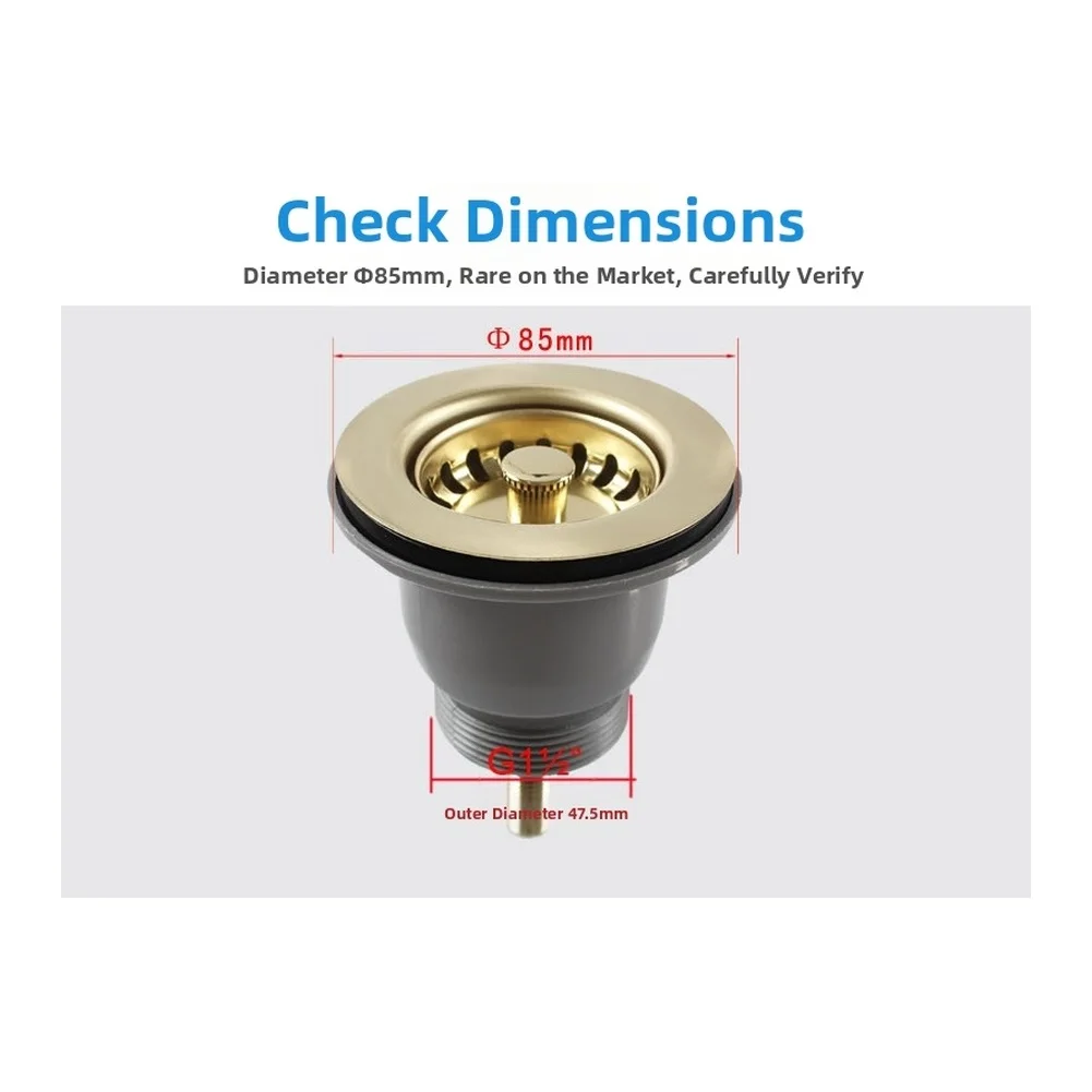 For Kitchen Sink Sink Drain Basket Long Lasting Sink Drain Solution 85mm Opening Dual-function Filter Water Seal