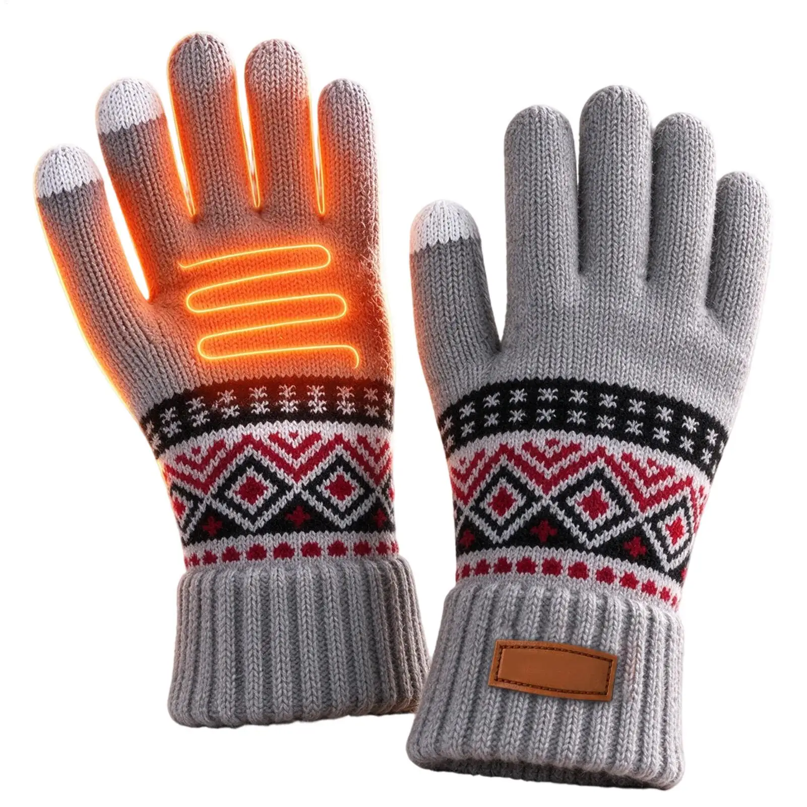 Heating Gloves Knitted 3 Levels USB Touchscreen Mittens Thickened Winter Mittens For Winter Walking Typing Driving Commutes